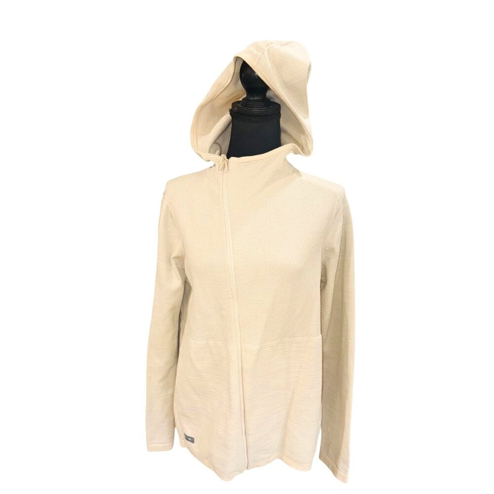 Levelwear Verve Womens Beige Hooded Full-Zip Athletic Jacket L Sportwear Yoga